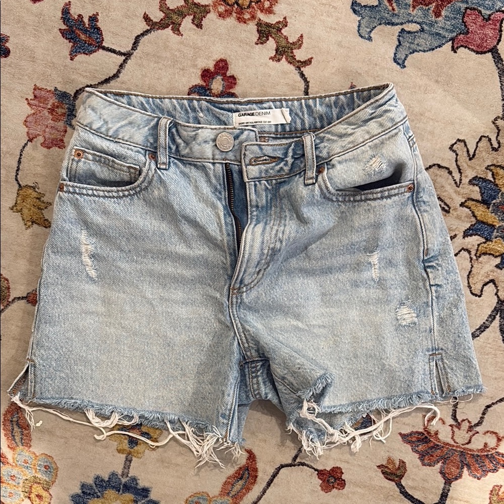Garage Blue Jean Shorts Distressed Casual